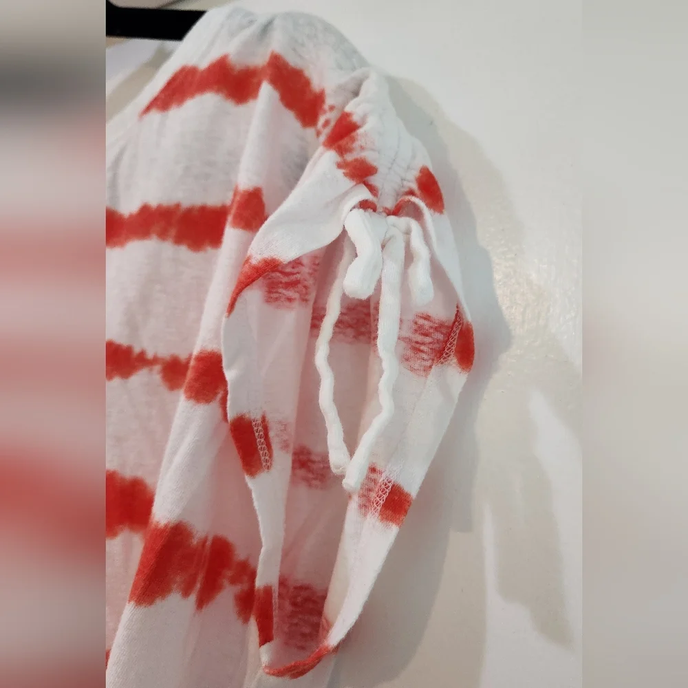 Women's Talbots Orange/Coral Striped Shirt, Size L - Picture 7 of 11